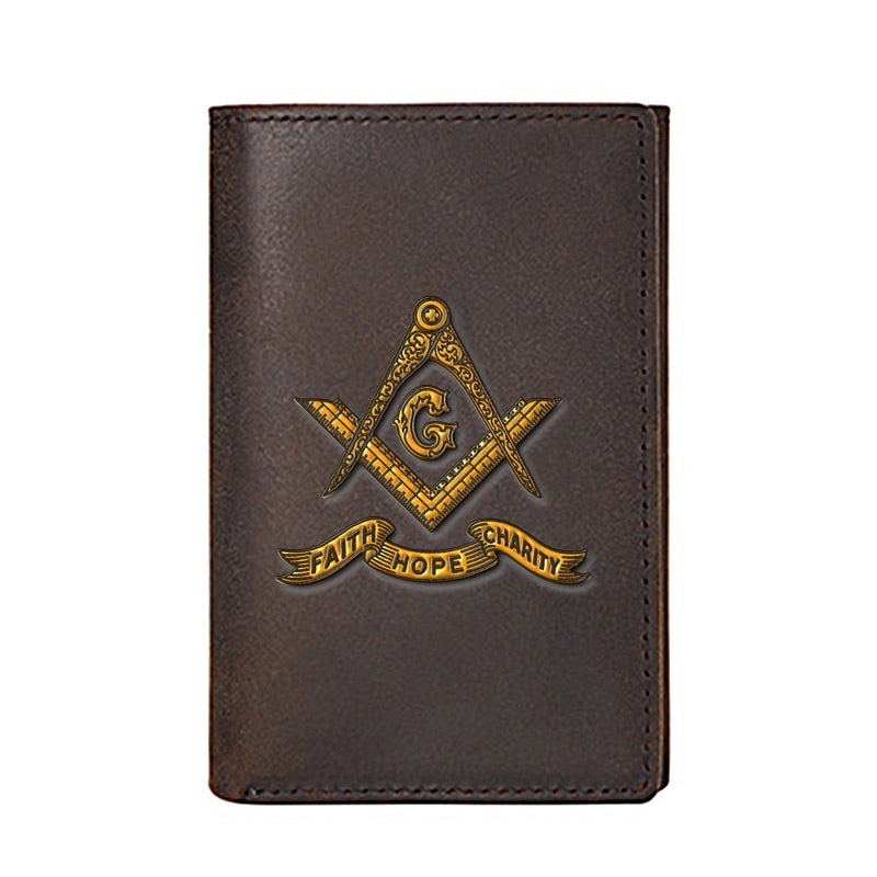 Master Mason Blue Lodge Wallet - Free and Accepted Masons & Card Holders Dark Brown - Bricks Masons