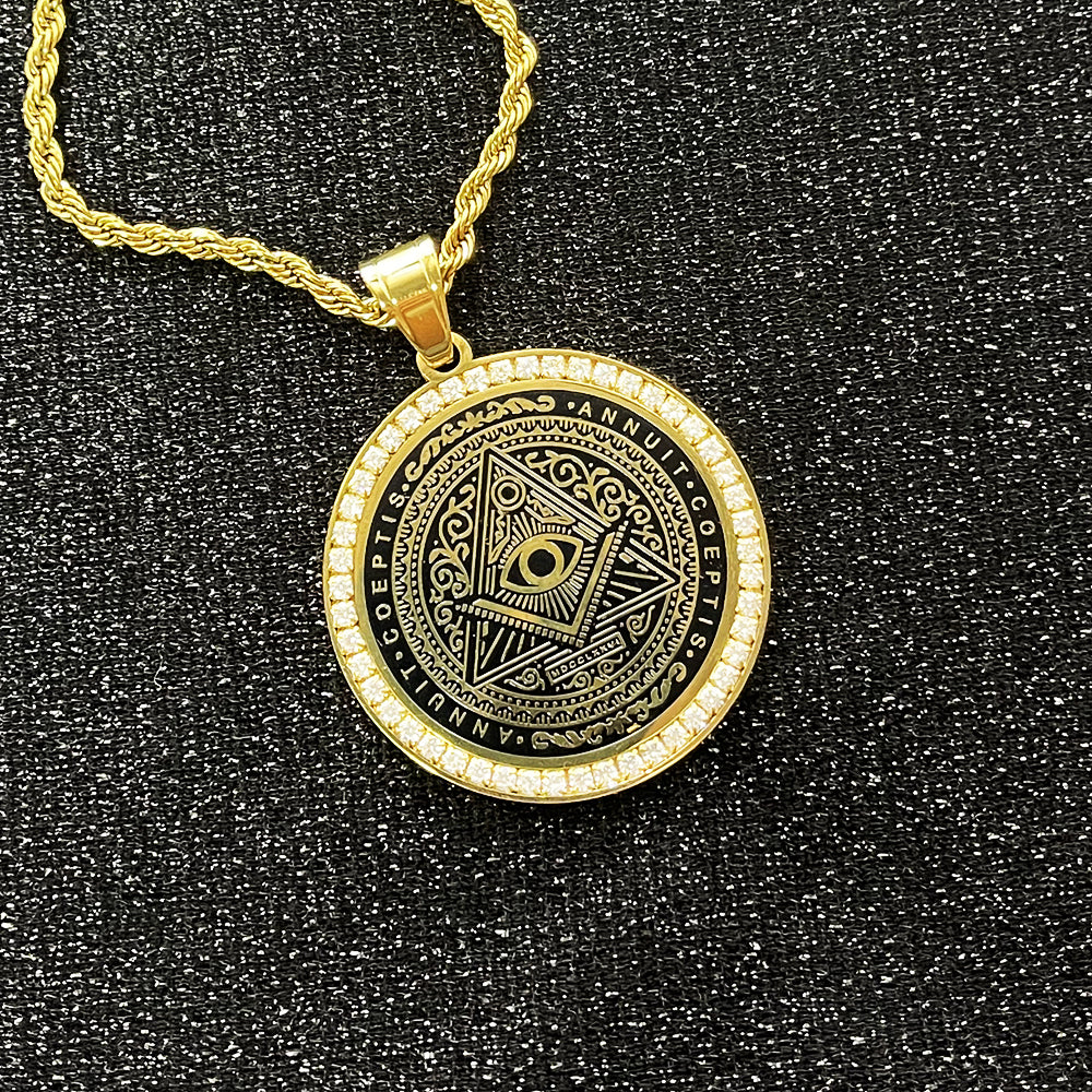 Master Mason Blue Lodge Necklace - Square and Compass G Iced-Out Pendant (Gold/Silver) - Bricks Masons