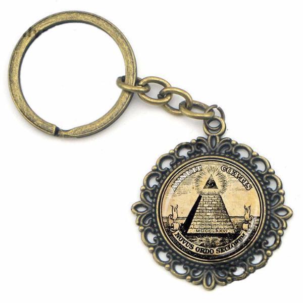 Masonic Keychain - ANNUIT COEPTIS NOVUS ORDO SECTORUM Motif - Bricks Masons