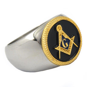 Master Masonic Ring Square and Compass Masonic Stainless Steel Ring - Bricks Masons