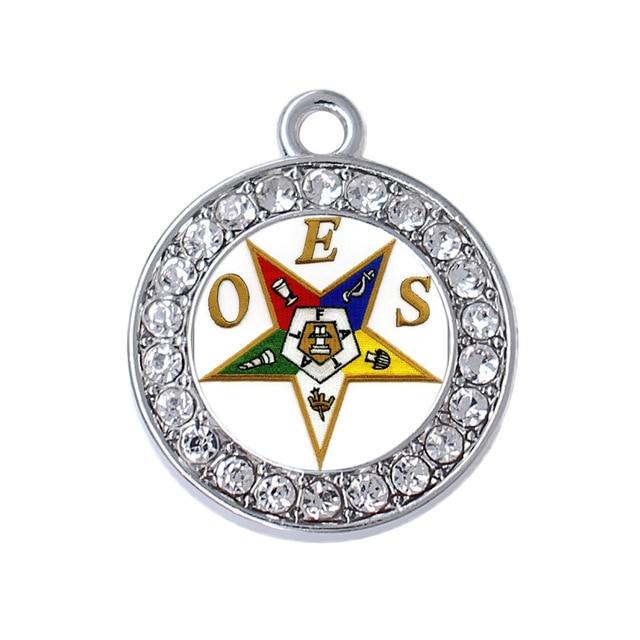 Round Order of Eastern Star OES Charms Pendants - Bricks Masons