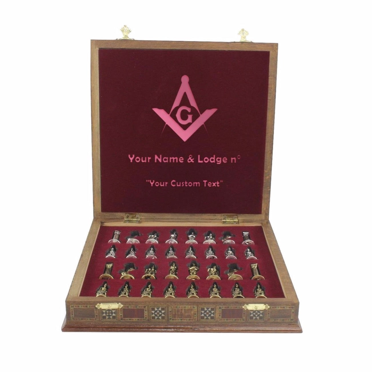 Master Mason Blue Lodge Chess Set - Hand Workmanship Patterns - Bricks Masons