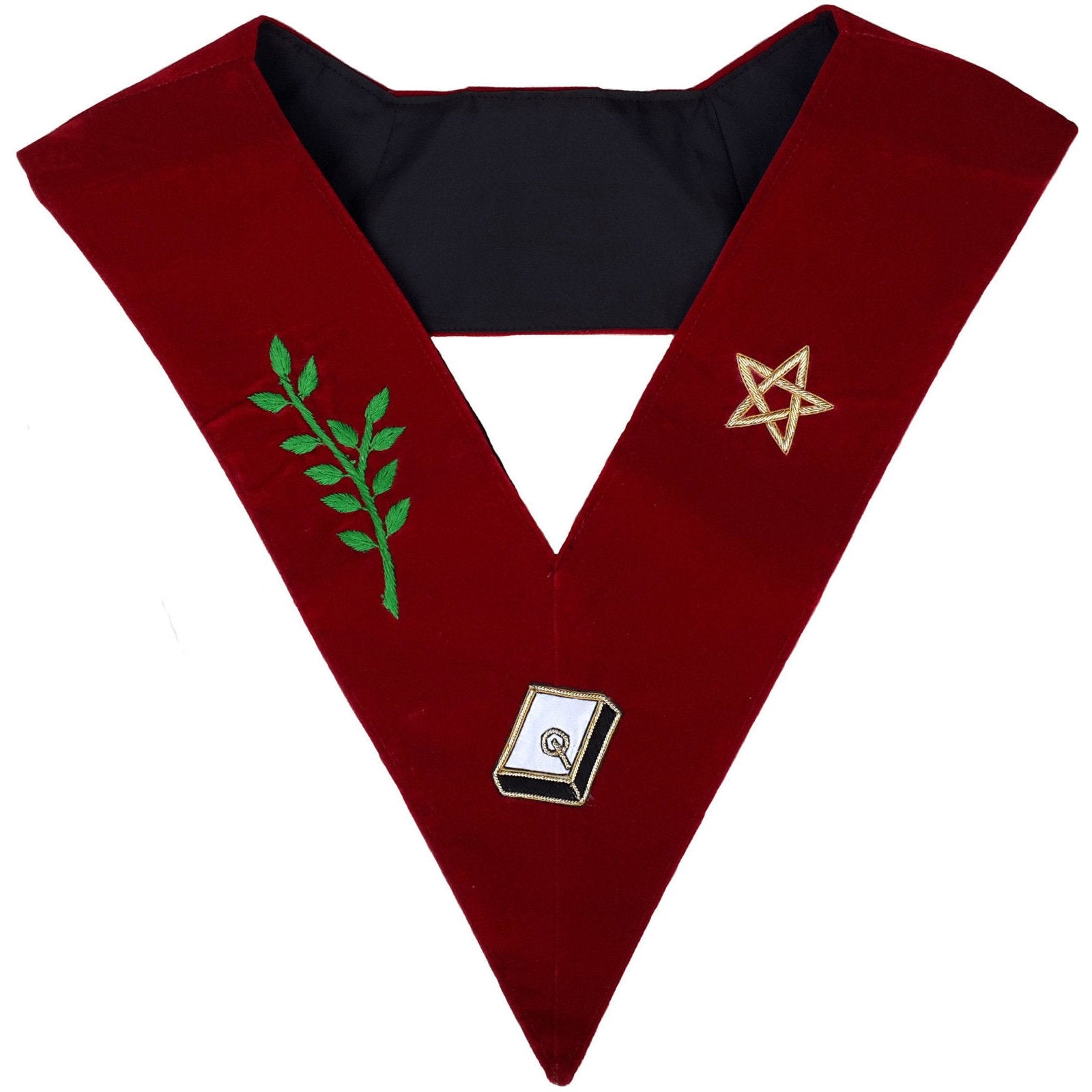 14th Degree Scottish Rite Collar - Maroon Velvet - Bricks Masons