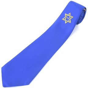 Order Of The Secret Monitor AMD Necktie - Blue & Gold Machine Embroidery - Bricks Masons