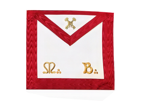 Treasurer Scottish Rite Apron - Red Moire Gold Embroidery - Bricks Masons